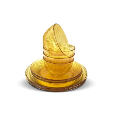 美国康宁SNAPWARE晶尊餐具系列琥珀色精致餐具8件套